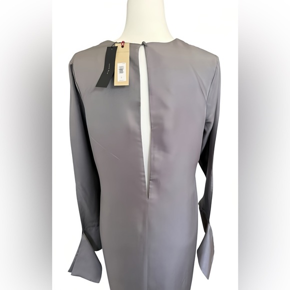 Banana Republic Heritage 100% Silk Sheath Dress Luxe Gray Seamed Midi Sz S NWT - Picture 9 of 12